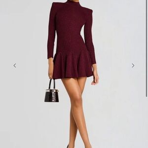 Retrofete Burgundy Long Sleeve Dress